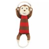 Luvable Friends Pet Squeaky Plush Dog Toy with Rope, Monkey,