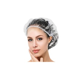 100 PCS Disposable Shower Caps,Large Thick Clear Waterproof Plastic Hair Covers for Women & Kids,Elastic Travel Spa Bath Caps for Hotel, Home, Salon Use (100 Transparent)
