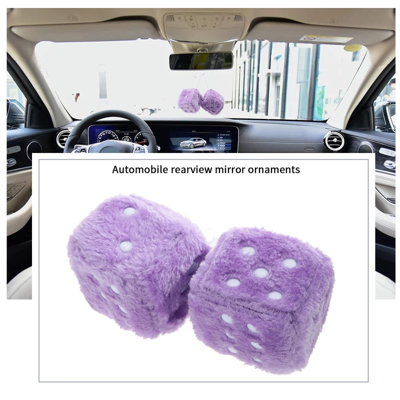 ECSiNG Car Hanging Furry Dice Soft Ornament With Suction Cup