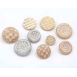 5 Pcs Fashion Metal Rhinestone Button for Sewing Handmade Clothes Coat Accessories(Gold,20mm)
