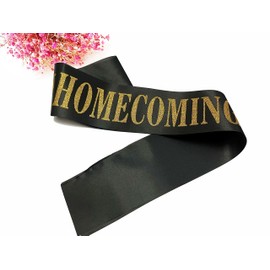 Ashaqshnglee Homecoming Court Sashes Bulk 6 pack, Gold Glitter Letter Sashes for Pageants Homecoming Party School Dance Graduation Party Favors Decorations Accessories,Black