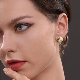 Painless 925 Sterling Silver Gold Plated Square Shape Earrings for Women / Girls without Pierced Earrings, Sterling Silver, Cubic Zirconia