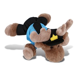 DolliBu Lying Cute Moose Police Officer Super Soft Plush Toy - Soft Lying Cute Moose Cop Stuffed Animal Dress Up with Cute Cop Uniform and Cap Outfit - Gift with Personalization - 8 Inches