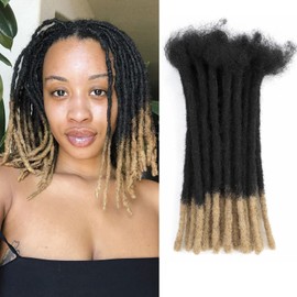 IIFLYDSFA 0.8cm Thickness #T1B/27 Human Hair Dreadlock Extensions for Men/Women Black to Blonde Ombre 6 Inch 20 Strands Full Handmade Permanent Locs Extensions Human Hair ﻿
