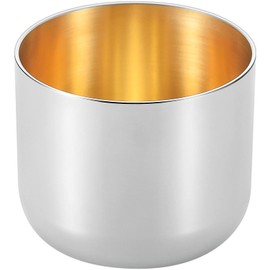 Yokoyama EJG-600 Japanese 3.4 fl oz (100 ml) Stainless Steel Guinomi Boar Mouth Gold Plated Inner Surface 2PC Tsubame JG-600