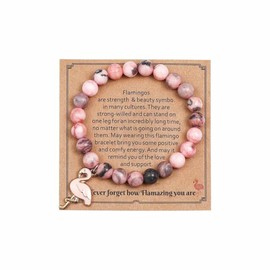 tenghong2021 You're Flamazing Flamingo Bracelet Natural Stone Birds Gifts Strand Beads Bracelet for Women Flamingo Lover Jewelry -Style 03