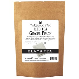 The Republic of Tea The Republic of Tea C Ginger Peach Black Iced Tea Bags, 40 Large Quart-Sized Iced Tea Pouches, Naturally Caffeinated