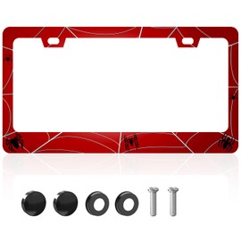 Personalise Spider Web License Plate Frames Gothic Car Frames Universal Metal Cars Accessories Decor with 2 Holes and Screws Fit Standard Us Vehicles Size 12.2 X 6 Inches
