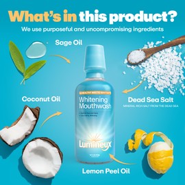 Lumineux Teeth Whitening Kit Peroxide Free for Whiter Teeth Includes 7 Whitening Treatments, 1 Mouthwash, 1 Toothpaste & 1 Bamboo Toothbrush, Dentist Formulated