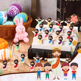 Leitee 25 Pcs Little Jesus Figures Original Design Mini Rubber Jesus Toys to Hide and Seek Religious Party Favors Sunday School Baptism Gifts (Seamless Robe Style)