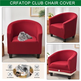 CRFATOP Soft Club Chair Slipcover Stretch Barrel Chair Covers Solid Tub Chair Slipcovers Round Couch Covers Spandex Armchair Sofa Cover Removable Furniture Protector for Living Room,10