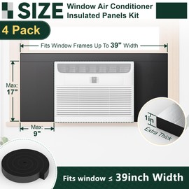 Flehomo 4 Pcs Window Air Conditioner Insulation Foam Panels, 17 x 9 x 1 Inch AC Surround Insulated Panels Kit with Top Seal Strip, AC Side Panels Kit for Window AC Units Indoor for Winter & Summer