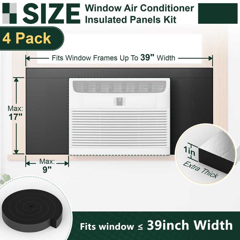 Flehomo 4 Pcs Window Air Conditioner Insulation Foam Panels, 17