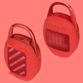 Lebakort Silicone Cover Compatible with JBL Clip 5 Portable Bluetooth Wireless Speaker (Red Cover)