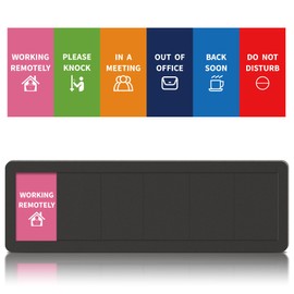Office Door Signs 6 Options Do Not Disturb, Please Knock, In A Meeting, Out Of Office, Working Remotely Back Soon Privacy Door Slider Sign For Meeting & Conference Room Black