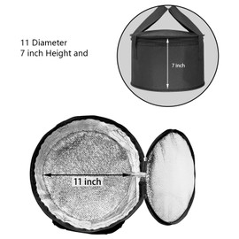 yongzhenlite Insulated Cooler Pie Carrier Round Thermal Casserole Carrier,Polyester Fabric Cooler Lunch Bag for Hot or Cold Food transport,Large Size (Black, Diameter 11 inches)