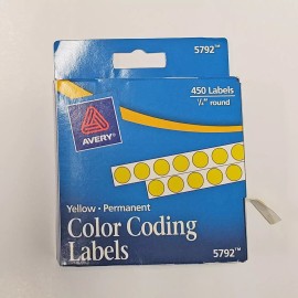 Avery Permanent Self-Adhesive Round Color-Coding Labels 1/4" dia Yellow 5792