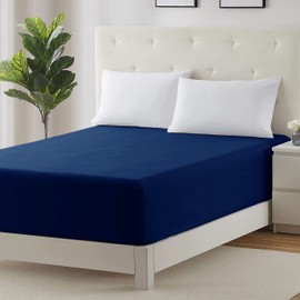 Moonlight Bedding Fitted Sheet 40 Cm Extra Deep Pocket Bed Sheets 16 inch Ultra Soft Bottom Sheet Brushed Microfiber Breathable Shrinkage and Fade Resistant (Navy, King)