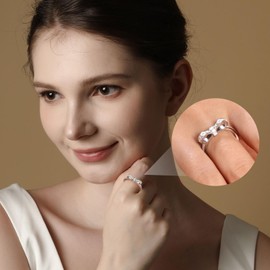 Jeulia Bowknot Sterling Silver Ring: Engagement Wedding Rings Bands with Cubic Zirconia for Women Jewelry Gift Box (V-½, Silver)