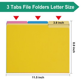 pmybupo File Folders Letter Size 18 Pack Yellow Folders 8.5 x 11 1/3-Cut Tabs,Colored File Folders Office Home School for Documents Files Paper