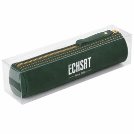 ECHSRT Genuine Leather Pencil Pouch, Classic Cylinder Pen Bag - Green