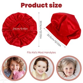 LXUEJEI 3 Pcs Bonnet for Kids, Kids Bonnets for Girls, Satin Silk Hair Bonnet for Sleeping, Soft Wide Band Sleep Cap for Curly Hair Braids Shower Caps for Teens Child Toddler(Black, Pink, Burgundy)
