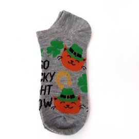 Unbranded St. Patrick's Day Women's Low Cut Leprechaun Cat Socks So Lucky Right Meow