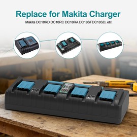 Ahomtikk DC18SF 4 Port 14.4V/18V Charger Compatible with Makita 14.4V 18V LXT Li-ion Battery BL1830 BL1840 BL1850 BL1860 BL1815 BL1430 Multi Battery Charger Station Wall Mount