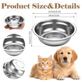 Prasacco 30 Pcs Stainless Steel Dog Bowls, Metal Dog Bowls for Food and Water 14 Oz Lightweight Pet Bowl Suitable for Small Dogs and Cats (Silver)