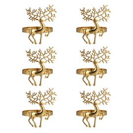 PRETYZOOM Pack of 6 Christmas Deer Napkin Ring Alloy Animal Napkin Buckle Ring for Kitchen Restaurant Thanksgiving Receptions Wedding Dinner Decoration (Golden)