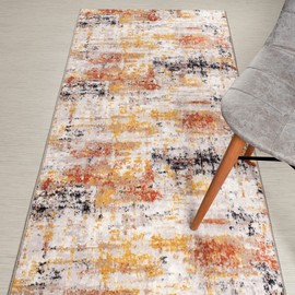 Custom Length, Slip Resistant Modern Abstract Carpet Runner Rug Mat for Entry Hallway Kitchen Laundry, Machine Washable, Light Weight, 31 inch x 6 feet