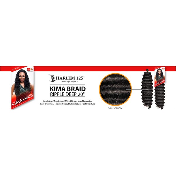 Harlem125 Synthetic Hair Braids Kima Braid Ripple Deep 20" (6-Pack, 1)