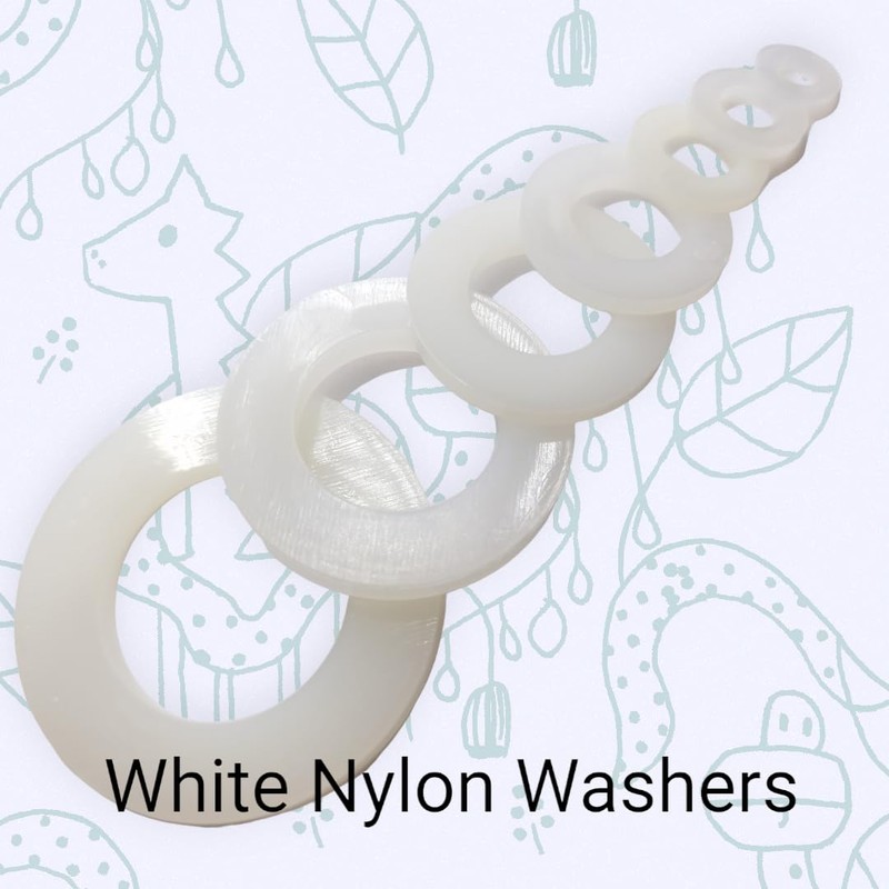M7 White Nylon Black White Washers Flat Form A (Pack