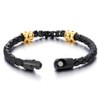 COOLSTEELANDBEYOND Mens Stainless Steel Gold Black Square Franco Chain Curb