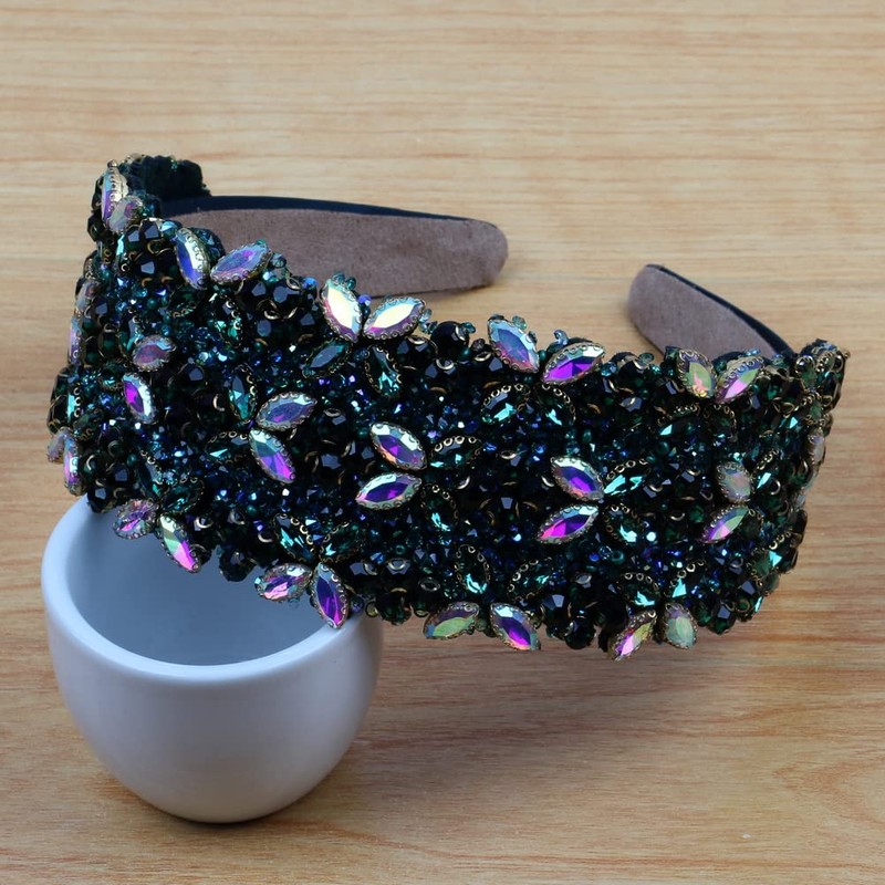 Florate Big Crystal Jeweled Hairbands Baroque Wide Edge Full Rhinestone