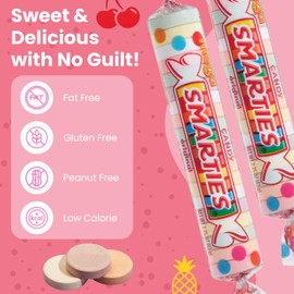 Smarties Candy Mega Rolls - Gluten & Vegan Free - Assorted Flavor Treat - Peanut Free Plant Derived Ingredients - Ideal Halloween Candy - Individually Wrapped Bulk Candy - 54oz Box (Pack of 1)