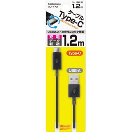カシムラ USB充電&同期ケーブル1.2M USB Type-A~USB Type-C ブラック AJ-473
