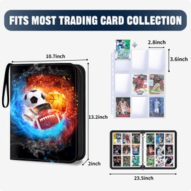 LOMONEH Sports Card Binder with 50 Sleeves,9 Pocket Baseball Card Binder Storage Box,Football Collectible Trading Card Case,Basketball Card Holder,Soccer Card Organizer,Hockey 900 Cards Albums