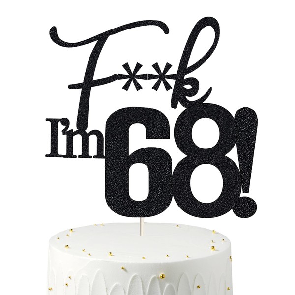 68 decoraciones para tartas, 68 decoraciones para tartas de cumpleaños, purpurina negra, divertida decoración para tartas 68 para hombres, 68 decoraciones para tartas para mujeres, decoraciones de cumpleaños 68, decoración para tartas de cumpleaños 68, 6