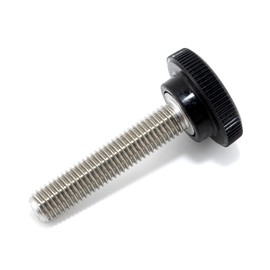 1/4"-28 x 1-1/4" Thumb Screw Stainless Steel - Black Knurled Round Plastic Knob - Fine Thread Thumbscrew - Length: 1.250" - Proudly Built in USA - Package of (4)