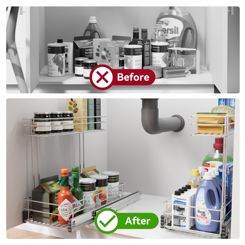STORKING Under Sink Organizer 9" W X17 D, Pull Out