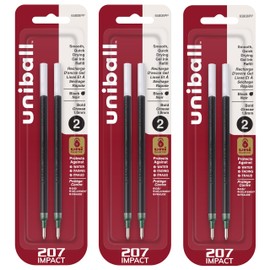 Uni-Ball 207 Impact Stick Pen Refills (Non-Retractable), 1.0mm Bold Point, Black Ink, 6 Pack