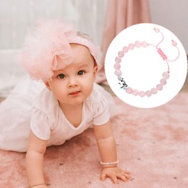 First Birthday Gifts for Girls,1 Year Old Girl Gifts Butterfly Bracelet Adjustable Pink Beaded Bracelet for One Year Old Girl 1st Birthday Gifts Daughter Granddaughter Niece Toddlers Birthday Bracelet