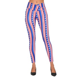 sissycos Women's American Falg Crossover Leggings High Waisted Star Printed Pants (Large, Stars and Stripes)