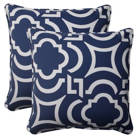 Pillow Perfect Outdoor/Indoor Carmody Navy Throw Pillows, 18.5" x 18.5", Blue, 2 Count