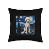 Van gogh Poodle in starry night Throw Pillow
