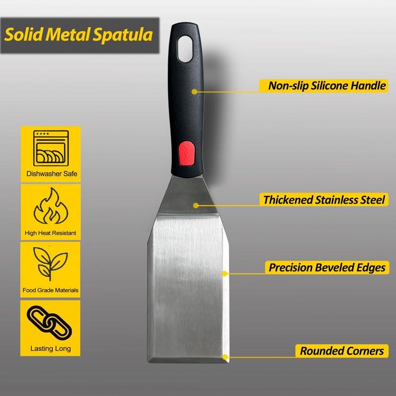 Professional Metal Spatula for Cast Iron Skillets and Flat Top