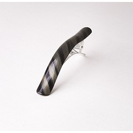 Ficcare Ficcarissimo Clip French Acetate Black & Silver Stripe - size Medium