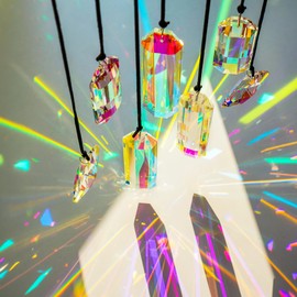 2024 Christmas Crystal Prisms Ornament for Christmas Tree, 7 Pack Icicle Ornaments A/B Color Crystal Christmas Ornaments, Crystal Prism Suncatcher for Window Hanging