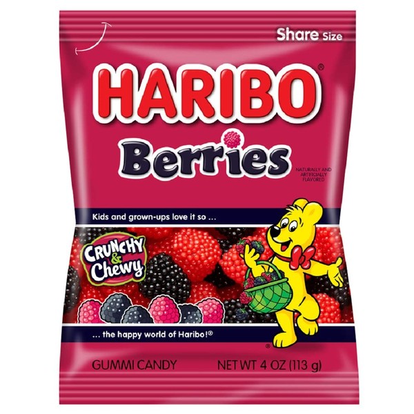 Haribo Gummi Candy, Berries, 4 oz. Bag (Pack of 12)